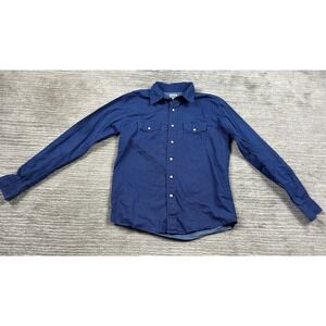 Cinch Shirt Boys Large 12 Blue Dot Pearl Snap Western Button Long Sleeve Cowboy